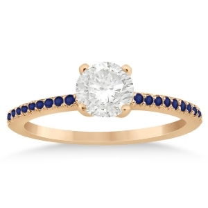 Blue Sapphire Accented Engagement Ring Setting 14k Rose Gold 0.18ct - All