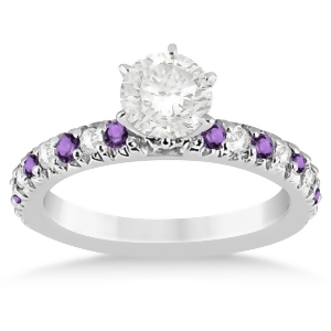 Amethyst and Diamond Engagement Ring Setting 14k White Gold 0.54ct - All