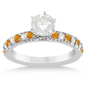 Citrine and Diamond Engagement Ring Setting Platinum 0.54ct - All