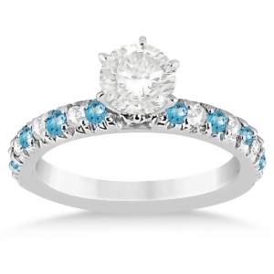 Blue Topaz and Diamond Engagement Ring Setting Palladium 0.54ct - All