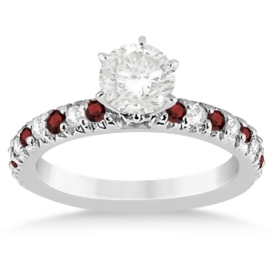 Garnet and Diamond Engagement Ring Setting 14k White Gold 0.54ct - All