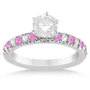 Pink Sapphire and Diamond Engagement Ring Setting 14k White Gold 0.54ct - All