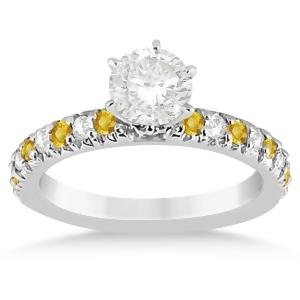 Yellow Sapphire and Diamond Engagement Ring Setting 14k White Gold 0.54ct - All