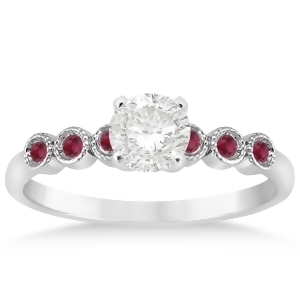 Ruby Bezel Set Engagement Ring Setting Platinum 0.09ct - All