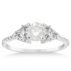 Diamond Trilliant Cut Engagement Ring Setting 14k White Gold 0.27ct - All