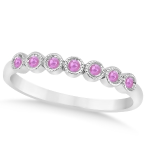 Pink Sapphire Bezel Set Wedding Band Platinum 0.10ct - All