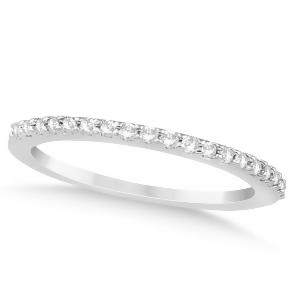 Diamond Accented Wedding Band 14k White Gold 0.19ct - All