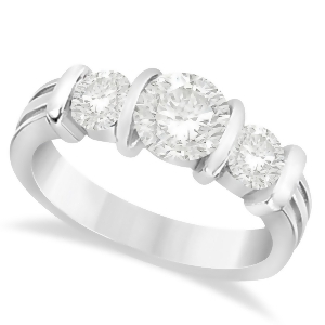 Three Stone Round Diamond Engagement Ring Palladium 1.70ct - All