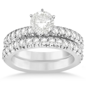 Diamond Accented Bridal Set Setting 14k White Gold 1.14ct - All