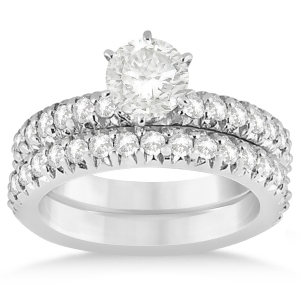 Diamond Accented Bridal Set Setting Palladium 1.14ct - All