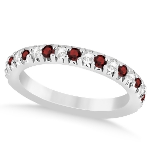 Garnet and Diamond Accented Wedding Band 14k White Gold 0.60ct - All