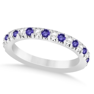 Tanzanite and Diamond Accented Wedding Band 18k White Gold 0.60ct - All