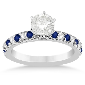 Blue Sapphire and Diamond Engagement Ring Setting Palladium 0.54ct - All