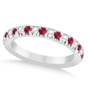 Ruby and Diamond Accented Wedding Band 14k White Gold 0.60ct - All
