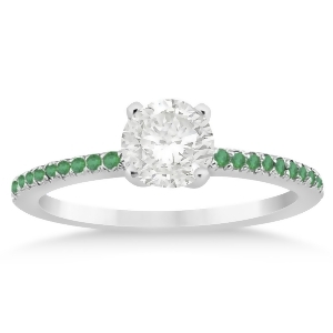 Emerald Accented Engagement Ring Setting 14k White Gold 0.18ct - All