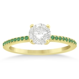 Emerald Accented Engagement Ring Setting 14k Yellow Gold 0.18ct - All