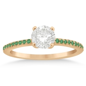 Emerald Accented Engagement Ring Setting 14k Rose Gold 0.18ct - All