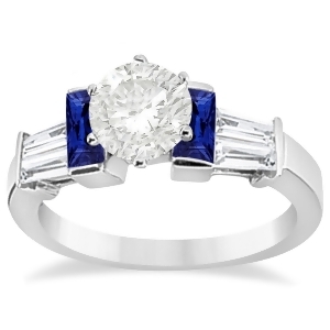 Blue Sapphire and Diamond Engagement Ring 14k White Gold 0.96ct - All