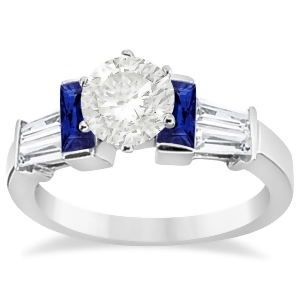 Blue Sapphire and Diamond Engagement Ring 18k White Gold 0.96ct - All