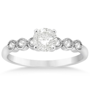 Diamond Bezel Set Engagement Ring Setting 14k White Gold 0.09ct - All