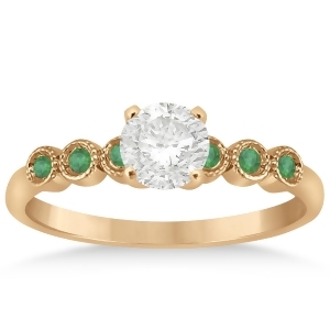 Emerald Bezel Set Engagement Ring Setting 14k Rose Gold 0.09ct - All
