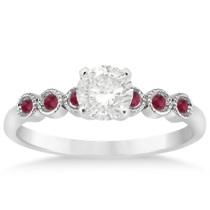 Ruby Bezel Set Engagement Ring Setting 14k White Gold 0.09ct - All