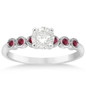 Ruby Bezel Set Engagement Ring Setting 18k White Gold 0.09ct - All
