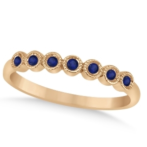 Blue Sapphire Bezel Set Wedding Band 14k Rose Gold 0.10ct - All
