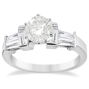 Baguette Diamond Engagement Ring Setting 18k White Gold 0.96ct - All