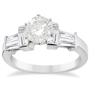 Baguette Diamond Engagement Ring Setting Palladium 0.96ct - All
