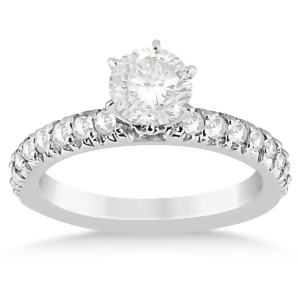 Diamond Accented Engagement Ring Setting 14k White Gold 0.54ct - All