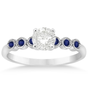 Blue Sapphire Bezel Set Engagement Ring Setting 14k White Gold 0.09ct - All