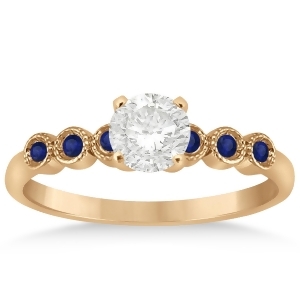 Blue Sapphire Bezel Set Engagement Ring Setting 14k Rose Gold 0.09ct - All