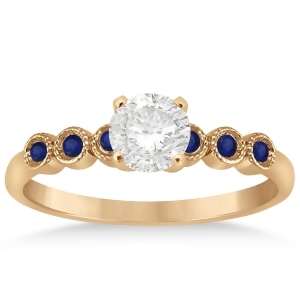 Blue Sapphire Bezel Set Engagement Ring Setting 18k Rose Gold 0.09ct - All