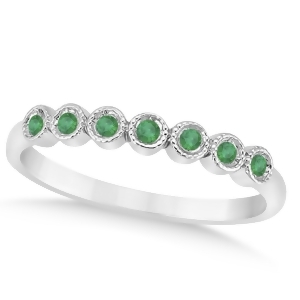 Emerald Bezel Set Wedding Band Platinum 0.10ct - All