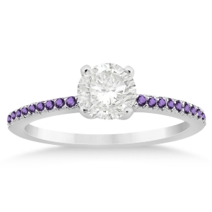 Amethyst Accented Engagement Ring Setting Palladium 0.18ct - All