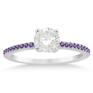Amethyst Accented Engagement Ring Setting Platinum 0.18ct - All