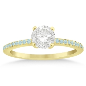 Aquamarine Accented Engagement Ring Setting 14k Yellow Gold 0.18ct - All