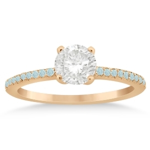 Aquamarine Accented Engagement Ring Setting 14k Rose Gold 0.18ct - All