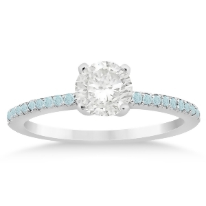 Aquamarine Accented Engagement Ring Setting 18k White Gold 0.18ct - All
