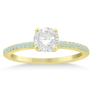 Aquamarine Accented Engagement Ring Setting 18k Yellow Gold 0.18ct - All