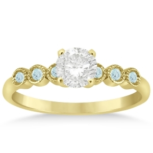 Aquamarine Bezel Set Engagement Ring Setting 14k Yellow Gold 0.09ct - All