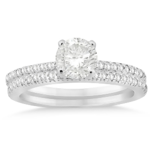 Diamond Accented Bridal Set Setting 14k White Gold 0.39ct - All