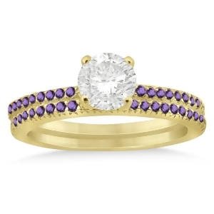 Amethyst Accented Bridal Set Setting 14k Yellow Gold 0.39ct - All