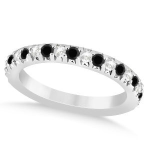 Black Diamond and Diamond Accented Wedding Band 14k White Gold 0.60ct - All