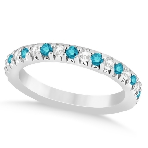 Blue Diamond and Diamond Accented Wedding Band Palladium 0.60ct - All