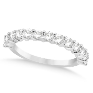 Diamond Accented Wedding Band 14k White Gold 0.91ct - All