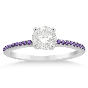 Amethyst Accented Engagement Ring Setting 14k White Gold 0.18ct - All