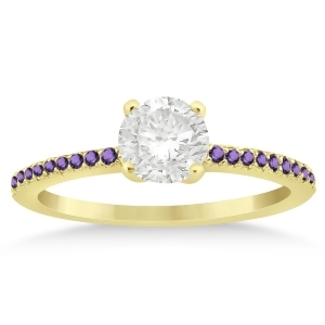 Amethyst Accented Engagement Ring Setting 14k Yellow Gold 0.18ct - All