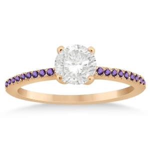 Amethyst Accented Engagement Ring Setting 14k Rose Gold 0.18ct - All